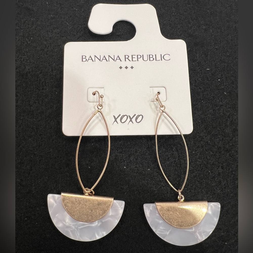 Banana Republic Gold and Cream Geometric Earrings
